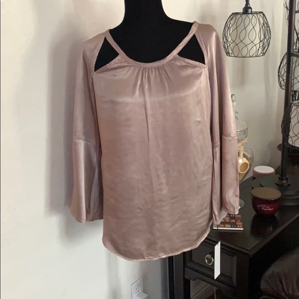 Flowers of Romance Rayon Champagne Blouse